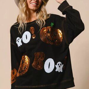 BiBi Halloween Theme Sequin Embroideries Sweatshirt